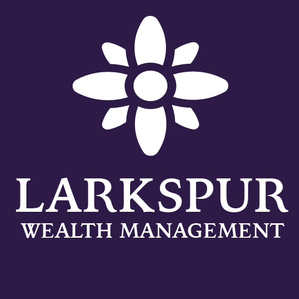 LARKSPUR LOGO SQUARE white on purple